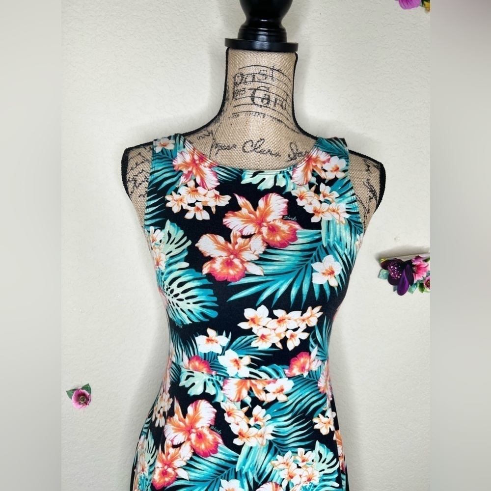 PINK Victorias Secret Tropical Print Cut Out Back Dress Size Small - Picture 3 of 14